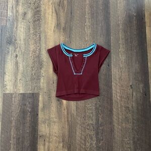 Urban Outfitters Maroon Top with Light Blue Edging